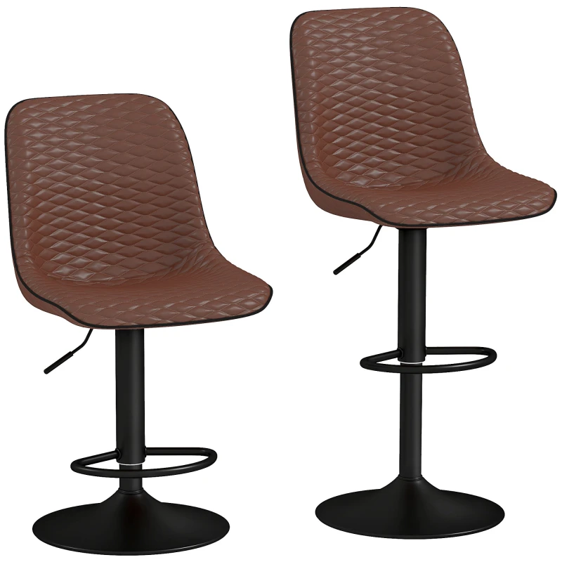 Image of HOMCOM Set of 2 Bar Stools - Adjustable Swivel Breakfast Barstools - Brown TJ Hughes Grey 5063603175617