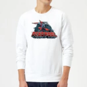 Image of Marvel Deadpool Sword Logo Sweatshirt - White - M