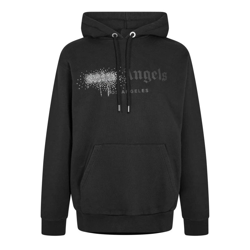 Image of Palm Angels Mens Rstone Pull Over Hoodie Black male XS