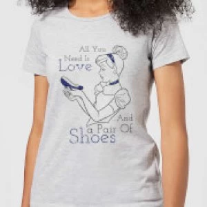 Image of Disney Princess Cinderella All You Need Is Love Womens T-Shirt - Grey - S