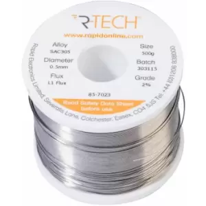 Image of 857023 SAC305 Solder 2% L1 Flux 0.5% Halide 0.5mm 500g Reel - R-tech