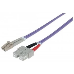 Image of Intellinet Fibre Optic Patch Cable Duplex Multimode LC/SC 50/125 m OM4 3m LSZH Violet Fiber Lifetime Warranty