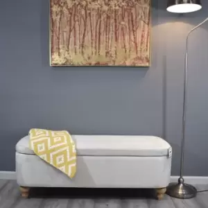 Image of Camila Velvet Ottoman Storage Blanket Box Chest - Cream - Cream