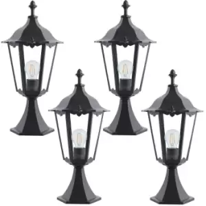 Image of 4 PACK Outdoor Post Lantern Light Matt Black & Clear Glass Garden Wall Lamp LED
