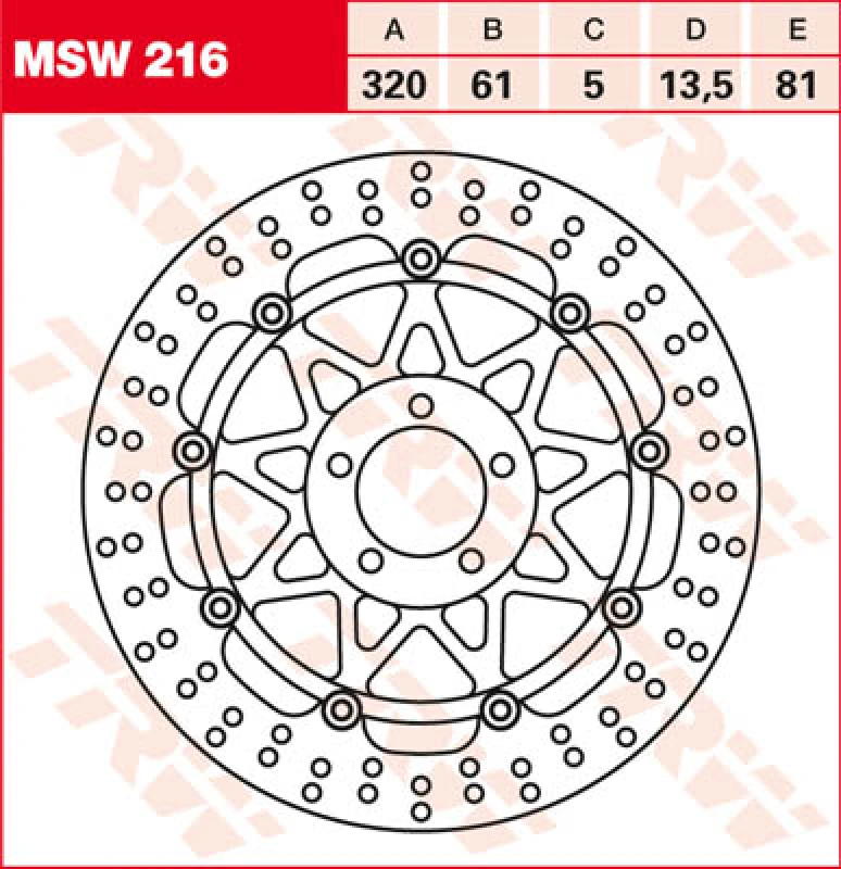 Image of TRW MSW216 Brake disc floating brake disc Brake Disc (82)