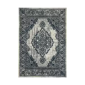 Image of Indoor Outdoor Medallion Rug - Navy - 120x170cm