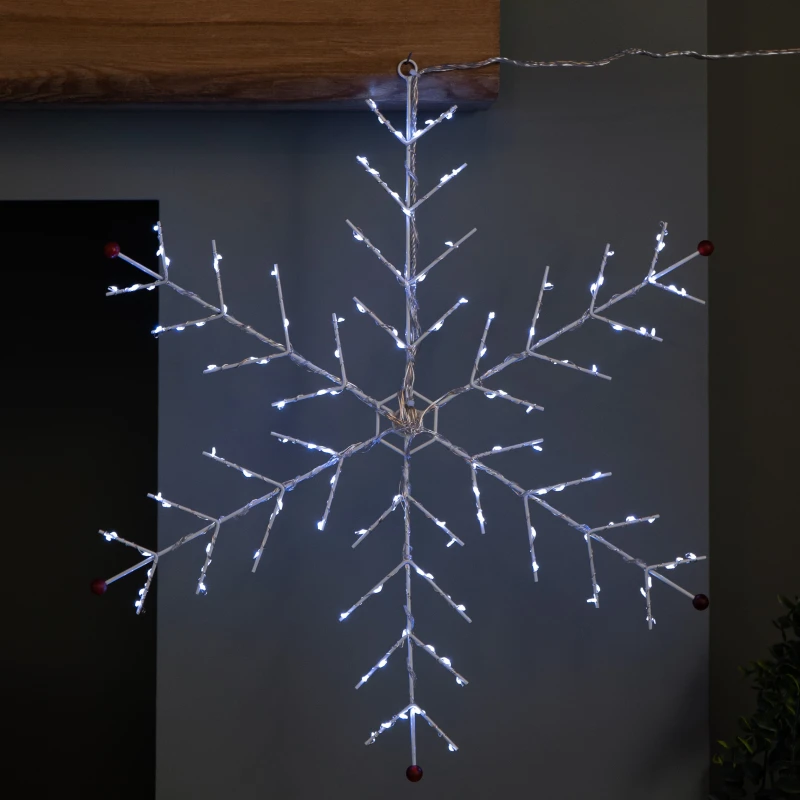 Image of 50 x 50cm Light up Metal Christmas Snowflake with 132 Multi-Action White LEDs