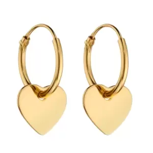 Image of Sterling Silver Heart Charm 10mm Hoop Earrings