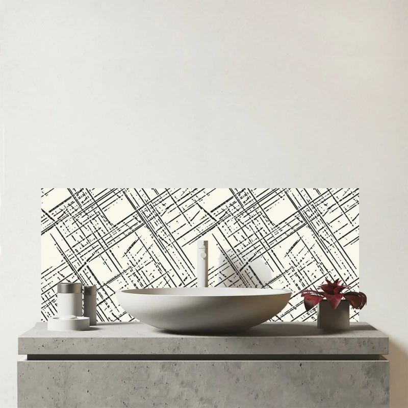 Image of Warren Reed - Designer Monochrome Distressted Pattern Glass Bathroom Splashback in Grey Grey Unisex