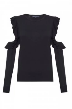 Image of French Connection Louise Frill Cold Shoulder Jumper Black