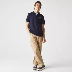 Image of Mens Lacoste SPORT Cotton Blend Ottoman Polo Shirt Size 2 - XS Navy Blue