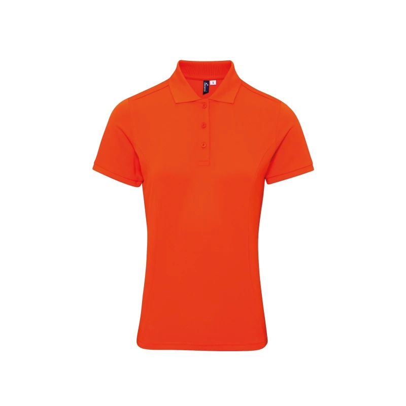 Image of Premier Womens Coolchecker Plus Piqu Polo With CoolPlus in Orange Size: XS Orange Female XS