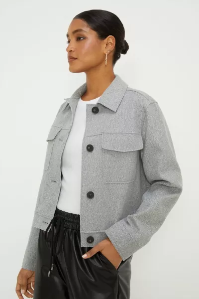 Image of Wool Look Cropped Jacket