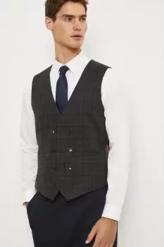 Image of Mens Slim Fit Grey Highlight Check Waistcoat