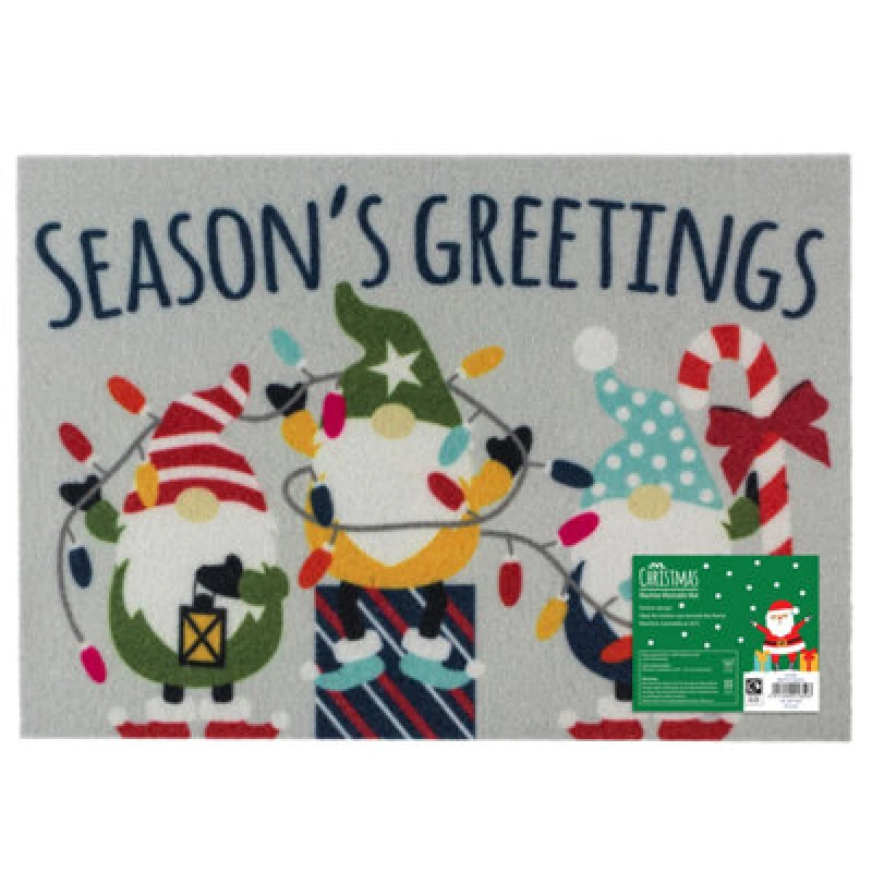 Image of Jvl Festive Machine Washable Entrance Doormat, 40X57Cm, Christmas Gonks