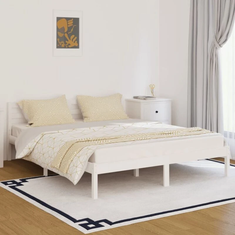 Image of VIDAXL Bed Frame without Mattress Solid Wood Pine 160x200cm White Vidaxl 8720286877692