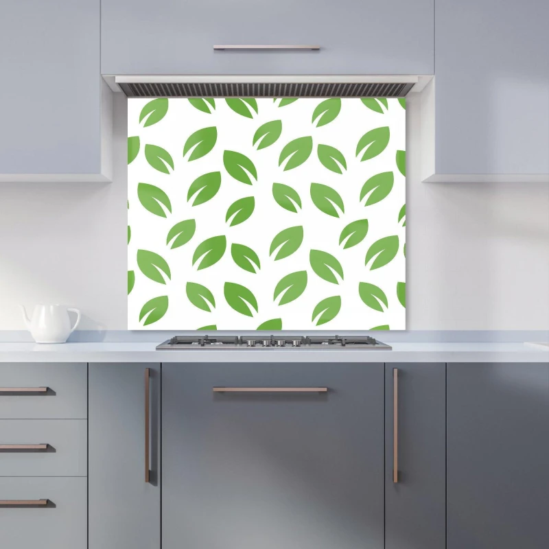 Image of Warren Reed - Designer Leaves Pattern Kitchen Splashback in Green Size: 600mm x 750mm Green Unisex 600mm x 750mm