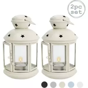 Image of Nicola Spring - Metal Hanging Tealight Lanterns - 20cm - Cream - Pack of 2
