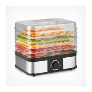 Image of VonShef 5 Tier Food Dehydrator 250W - Large Stainless Steel Food Dryer with Easy to Use Adjustable Temperature Control and Removable Trays for Dried