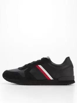 Image of Tommy Hilfiger Iconic Leather Runner Trainers - Black, Size 41, Men