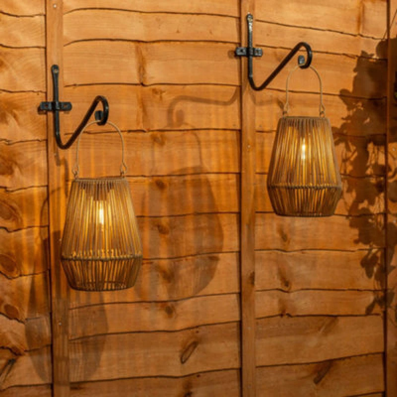 Image of Valuelights 2 Pack Solar Powered Outdoor Natural Faux Bamboo Garden Lantern Lights