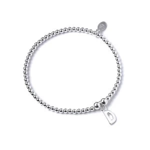 Image of Initial D Charm with Sterling Silver Ball Bead Bracelet