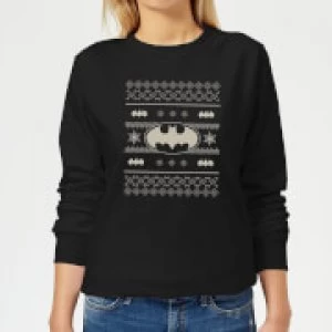 Image of DC Batman Knit Pattern Womens Christmas Sweatshirt - Black