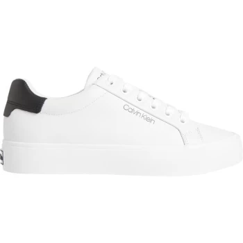 Image of Calvin Klein Vulcanised Leather Trainers - White 0K6
