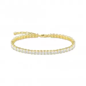 Image of Sterling Silver Gold Plated White Tennis Bracelet A2029-414-14-L19V