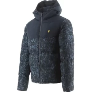 Image of Lyle and Scott Navy Earth Print Wadded Jacket