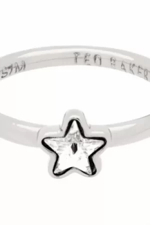 Image of Ted Baker Ladies Silver Plated Crystal Star Ring Size SM TBJ1686-01-02SM