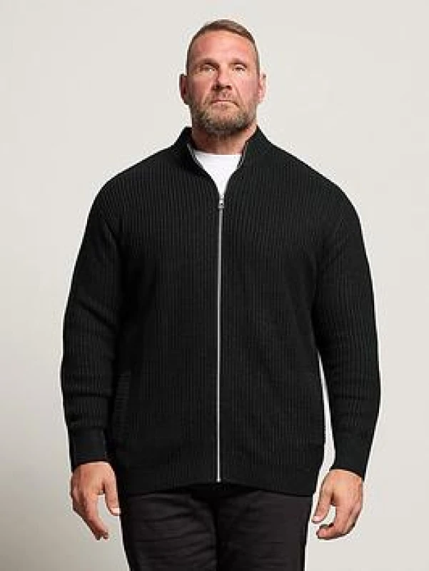 Image of BadRhino BadRhino Men Zip Through Knitted Jumper in Black Size: X-Large Black XL Male 5063589359025