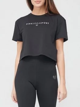 Image of Pink Soda Ave Fitness T-Shirt - Black/Silver, Size 8, Women