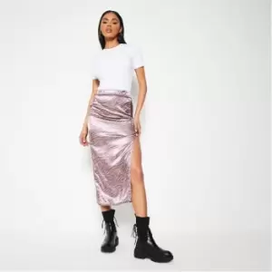 Image of I Saw It First Zebra Print Satin Midi Skirt - Brown