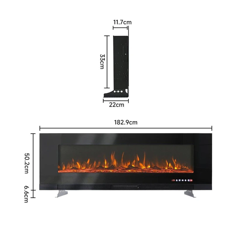 Image of Kabinet UK 72" Wall Mounted Electric Fireplace Black unisex One size