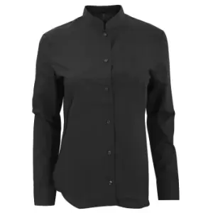 Image of Kariban Womens/Ladies Long Sleeve Mandarin Collar Shirt (XXL) (Black)