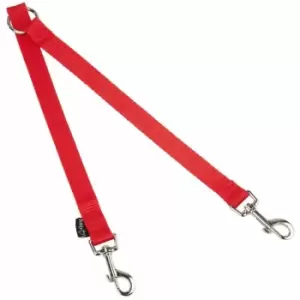 Image of Double Dog Pet Lead Leash Splitter Coupler with Clip for Collar Harness - Red - Bunty