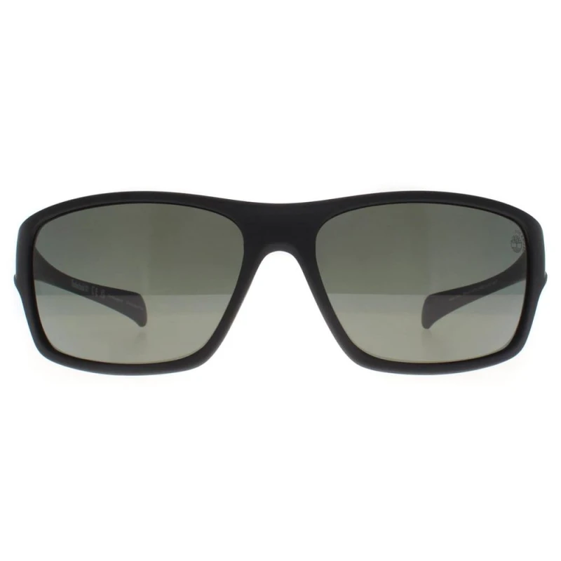 Image of Timberland Timberland Men Wrap Matte Black Green Polarized TB00017 Sunglasses Black One Size Male 889214505057