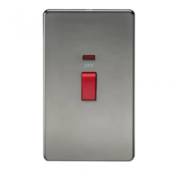 Image of KnightsBridge 45A 2G DP 230V Screwless Black Nickel Electric Switch With Neon