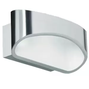 Image of Unique LED Wall Light Warm White Modern Gloss Chrome Loop Up & Down Bedside Lamp