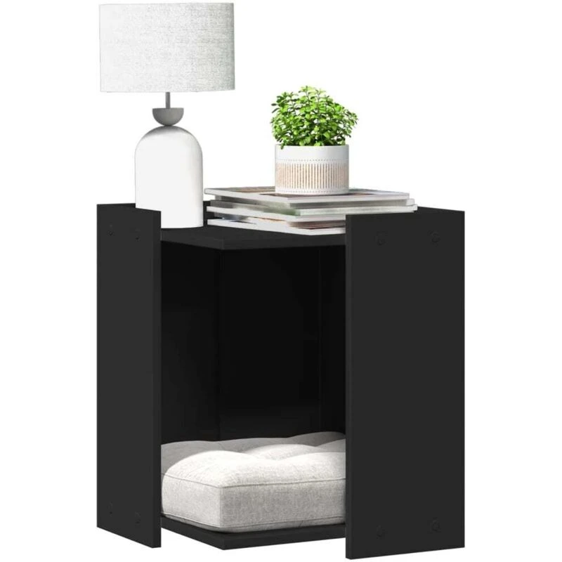 Image of vidaXL Cat Litter Box Enclosure Black 42x42x51cm Engineered Wood, Black 857743