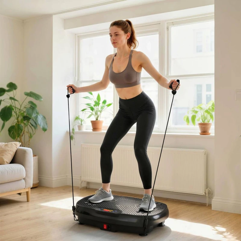 Image of SPORTNOW Vibration Plate Exercise Machine with 120 Speed Levels, 5 Programs in Black Unisex