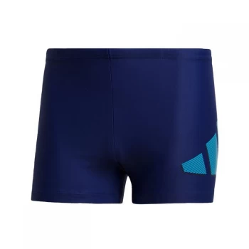 Image of adidas Logo Graphic Swim Briefs Mens - Victory Blue / Sonic Aqua