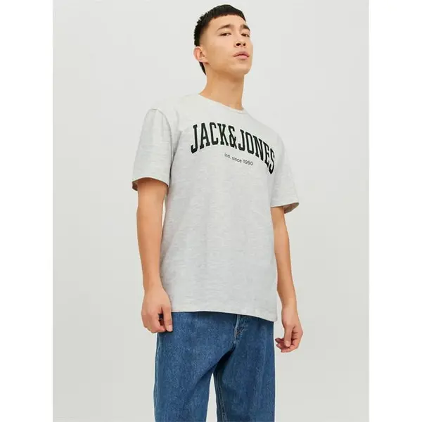 Image of Jack and Jones Josh Short Sleeve Crew Neck T-Shirt Regular Fit T-Shirts S Grey 61700102350