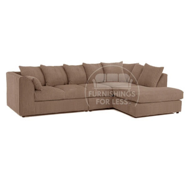 Image of Furnishings For Less UK Luxor Coffee Jumbo Cord Large 5 Seater Corner Sofa Long Right Hand Facing