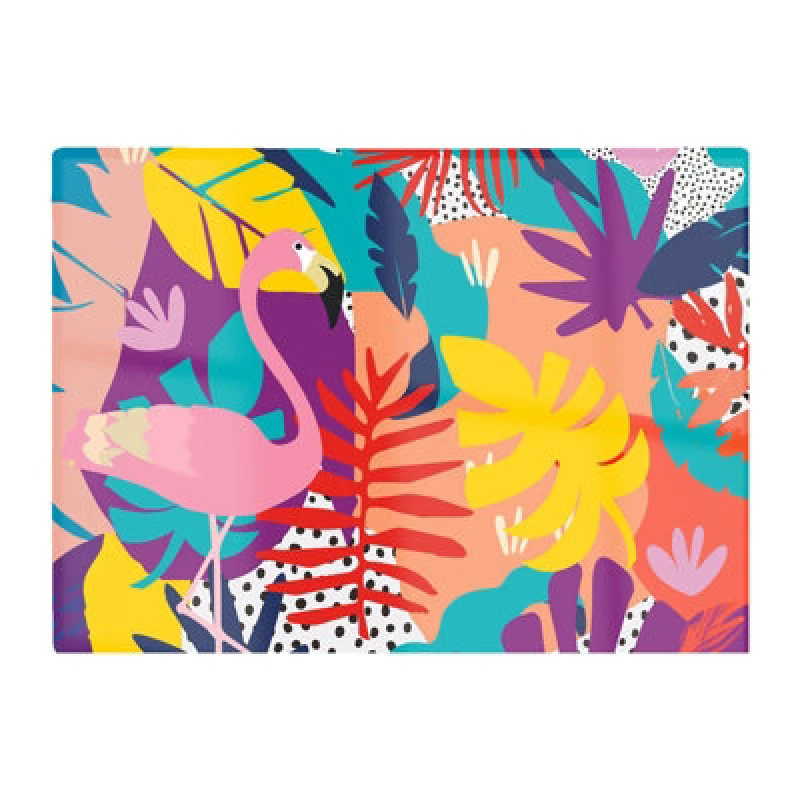 Image of Warren Reed Designer Tropical Flamingoes Glass Chopping Board