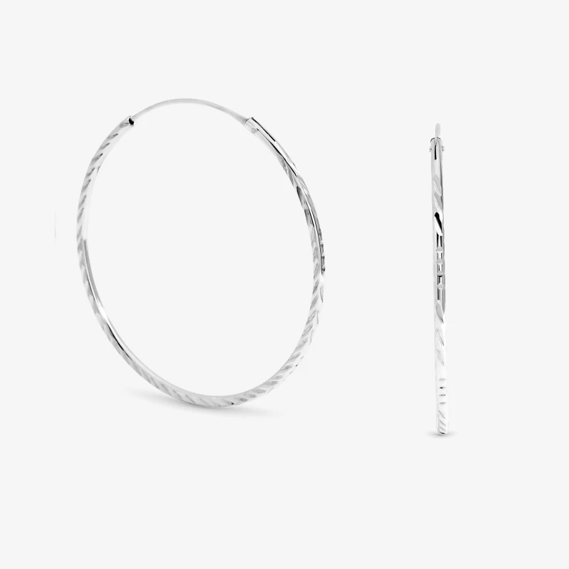 Image of Simply Silver Sterling Silver 925 Diamond Cut Sleeper Hoops Stud Earrings One Size Silver 39912311000