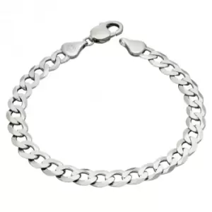 Image of Sterling Silver Diamond Cut Platinum Curb Chain 22cm Bracelet B5324