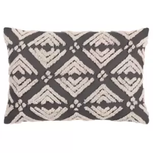 Image of Taya Rectangular Cotton Tufted Cushion Grey / 40 x 60cm / Polyester Filled