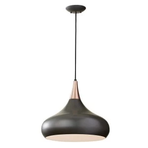 Image of 1 Light Large Dome Ceiling Pendant Bronze, E27